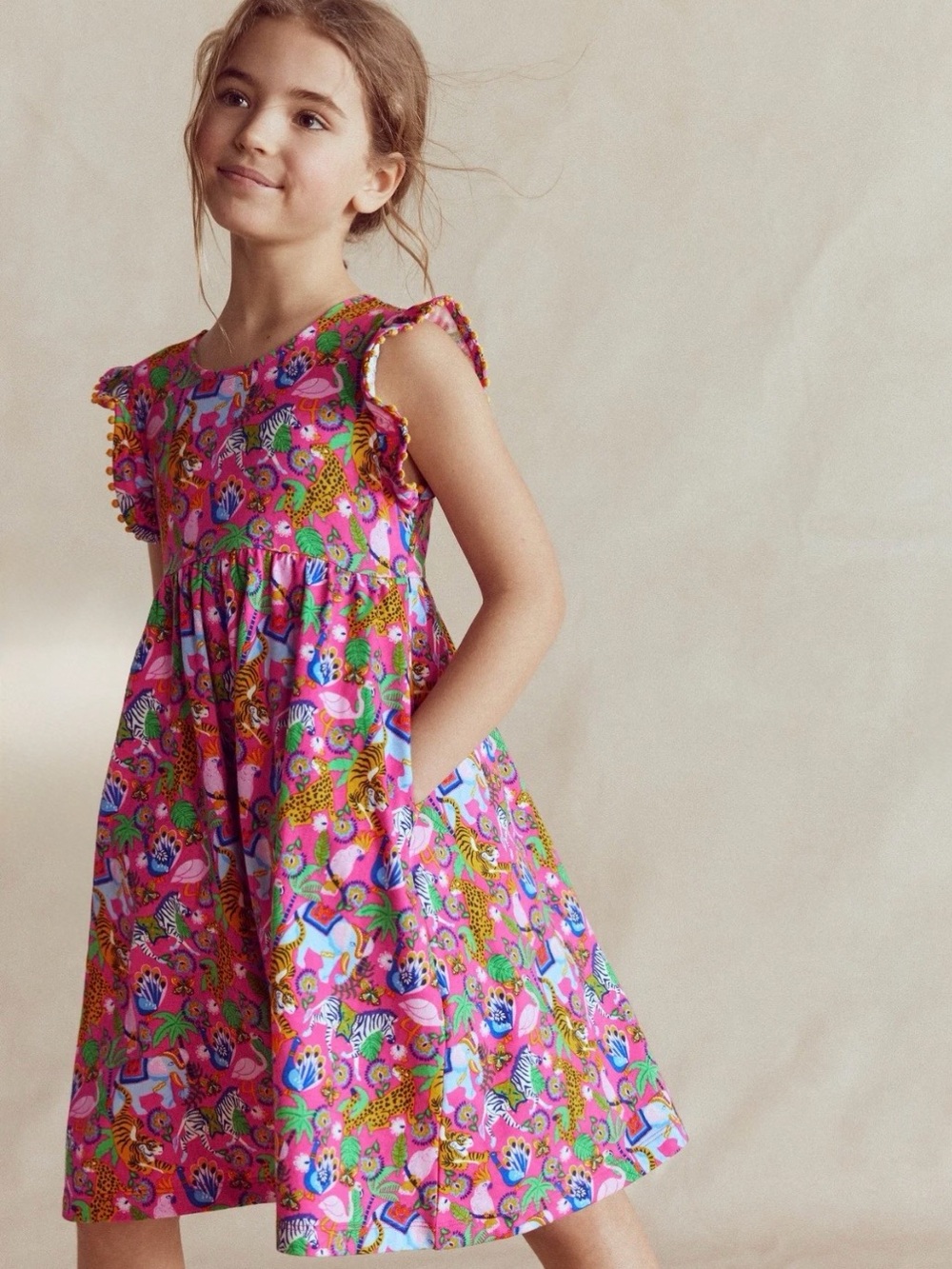 Mini Boden Clover Bow Back Jersey Dress